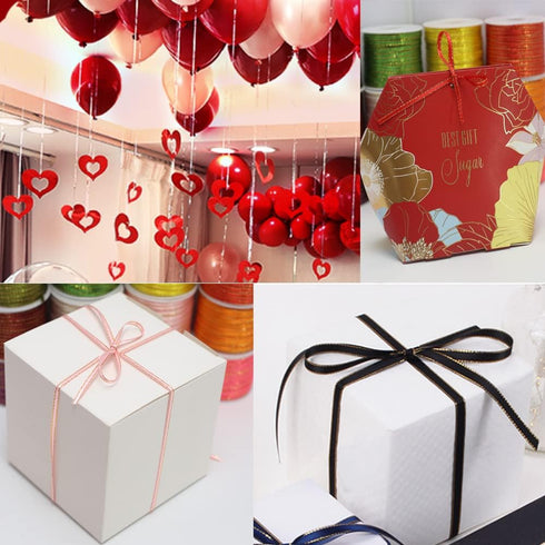 1/8" Assorted Satin Ribbon with Gold Edge Solid, 1000 Yards 3mm Continuous Thin Ribbon for Gift Wrapping, DIY Crafts,