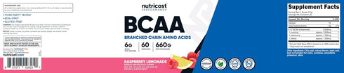 Nutricost BCAA Powder (Raspberry Lemonade, 60 Servings) - 2:1:1 Optimal Ratio