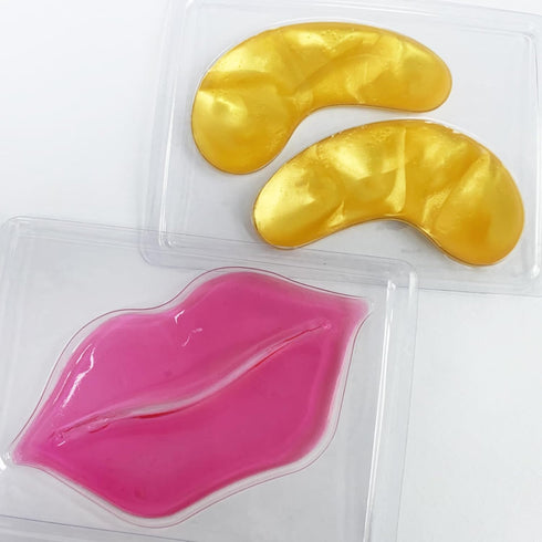 Jakuva 30 Pairs Lip Masks & Eye Masks - Gold Under Eye Patches for Puffy Eyes, Anti-Aging and Moisturizing Care