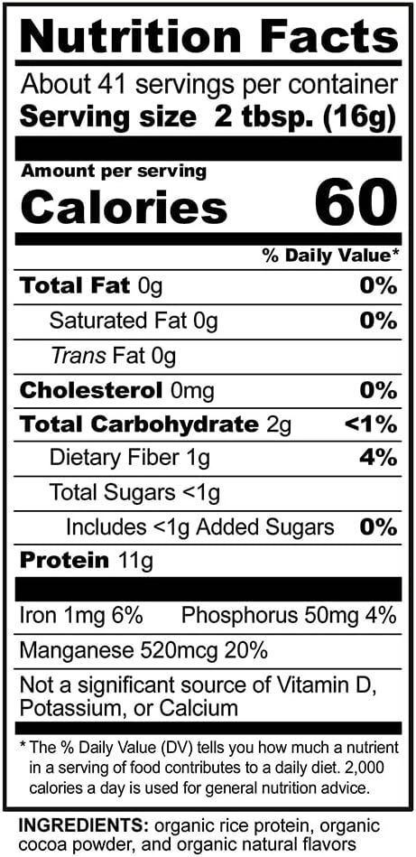 NutriBiotic Certified Organic Rice Protein Chocolate, 22.9 Oz - Low Carbohydrate Vegan Protein Powder
