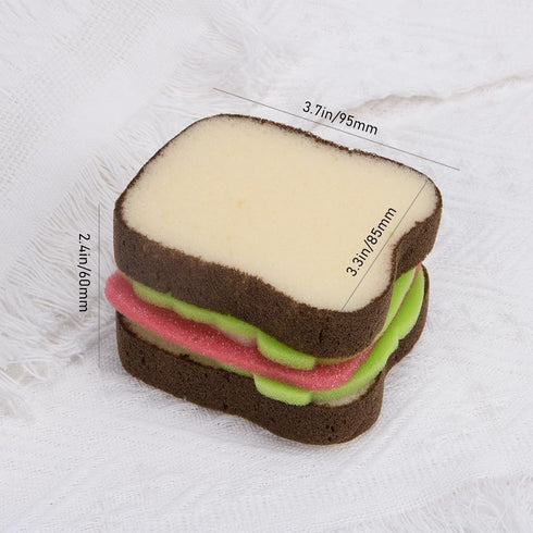 ZORZA Cute Fun Toast Shape Sponge - 1 Pcs Thickened Sandwich Style Scrub for Effective Dish Washing