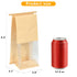 Kosotody 50 Pack Window,3.9x3.1x8.2 Inches Small Bakery Bags with Brown Kraft Paper Bakery Bag with Tin Tie Tab Lock
