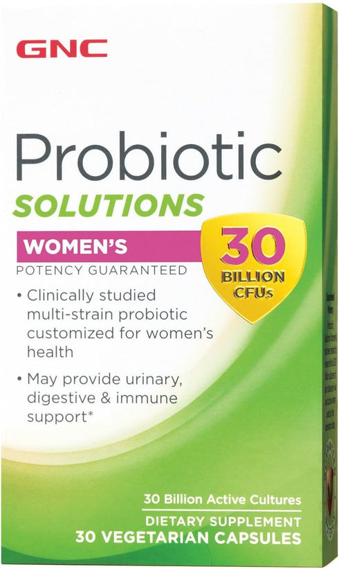 GNC Probiotic Solutions Women's, 30 Billion CFUs, Multi-Strain for Digestive & Immune Health, 30 Vegetarian Capsules