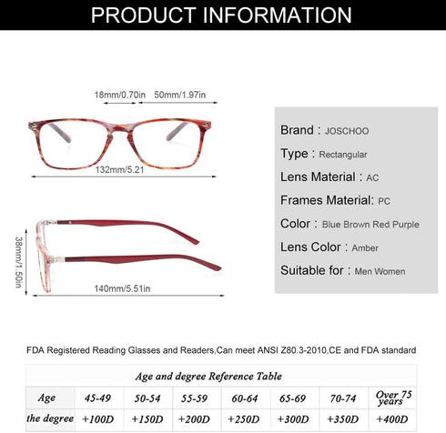 JOSCHOO Computer Reading Glasses, Blue Light Blocking Readers for Men and Women (Red Stripe, 1.25)