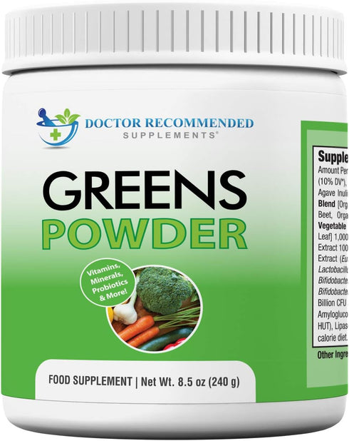 Doctor Recommended Greens Powder – Whole Food Nutritional Supplement – Berry Taste – Probiotics & Digestive Enzymes –