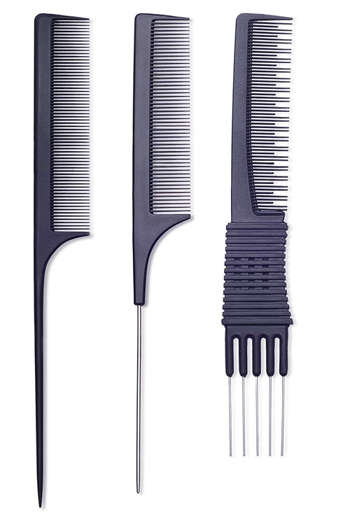 PERFEHAIR Teasing Comb for Fine Hair, 3-Pack Rat Tail Backcombing Volumizing Tools for Women