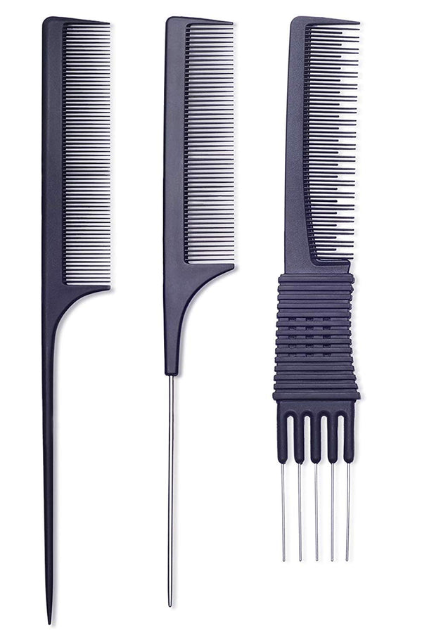 PERFEHAIR Teasing Comb for Fine Hair, 3-Pack Rat Tail Backcombing Volumizing Tools for Women