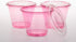 Golden Apple 9oz Pink Red Plastic Cups, 50 Sets with Clear Flat No Hole Lids