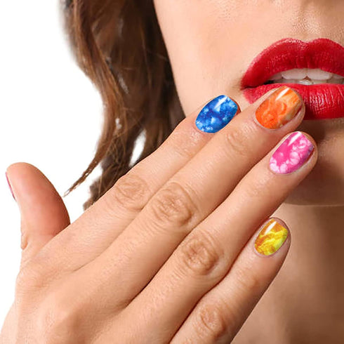 JERCLITY 20 Sheets Candy Color Marbling Nail Polish Strips with Nail File for DIY Nail Art Manicure Kit