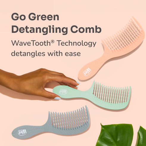 Wet Brush Go Green Coconut Oil Infused Treatment Comb - Wide Tooth Hair Detangler with WaveTooth Design