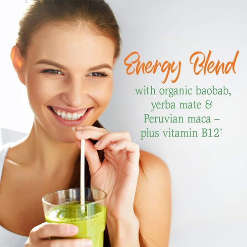 Garden of Life Raw Organic Perfect Food Energizer Juiced Green Superfood Powder - Yerba Mate Pomegranate, 30 Servings,