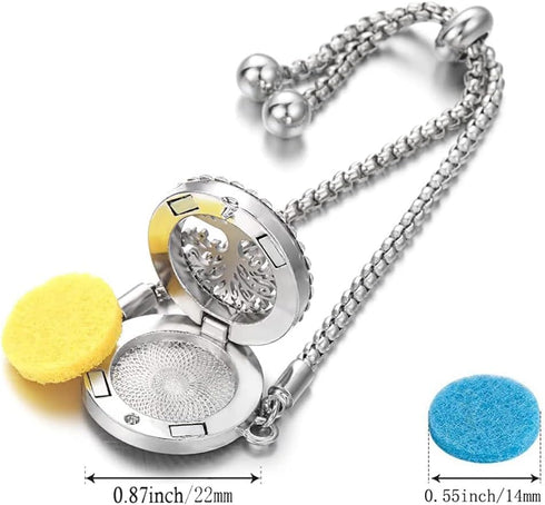 Nadiho 2 20 Set Pcs Essential Oil Diffuser Bracelet, Stainless Steel Aromatherapy Diffuser Locket Adjustable Bracelet