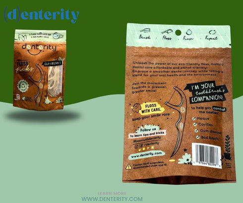 Biodegradable Dental Floss Picks, Earth Friendly Handle, Mint Flavor, 75ct Pack of 1, White