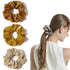 Silk Satin Scrunchies for Women, Big Hair Ties No Crease Ponytail Holders in Beige, Gray, Dark Yellow, Light Yellow