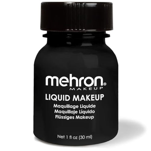 Mehron Makeup Liquid Makeup, Face Paint and Body Paint, 1 oz, Black, Air Brush Compatible