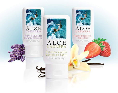 Pack 3 Pack, 2.5 Aloe Cadabra Variety Personal Lubricant, Organic Aloe Lube for Men, Women, and Couples, Non-Staining