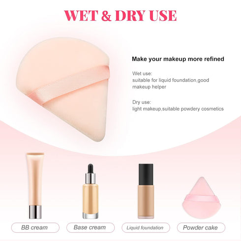 Patelai 15 Pcs Triangle Powder Puff, Ultra Soft Pure Cotton Makeup Puffs, Washable Face Velour for Cosmetic Foundation