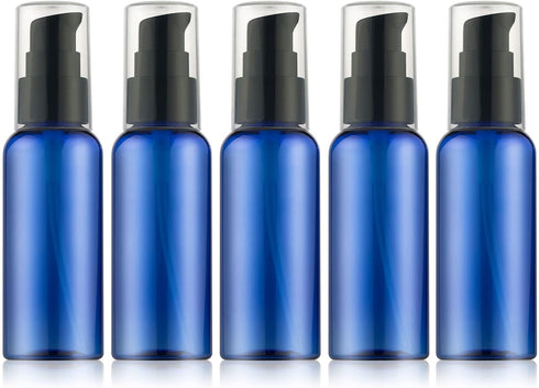 RAYNAG 5 Pack Empty Refillable Plastic Pump Bottle - Ideal for Lotion, Cream, Essential Oil, 50ml/1.7oz