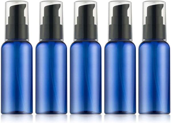 RAYNAG 5 Pack Empty Refillable Plastic Pump Bottle - Ideal for Lotion, Cream, Essential Oil, 50ml/1.7oz