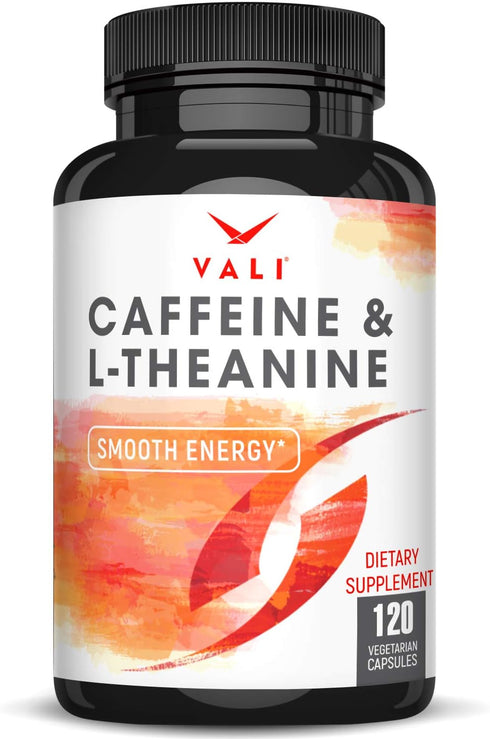 VALI Caffeine 50mg & L Theanine 100mg - Caffeine Pills & L-Theanine for Energy & Focus Supplement