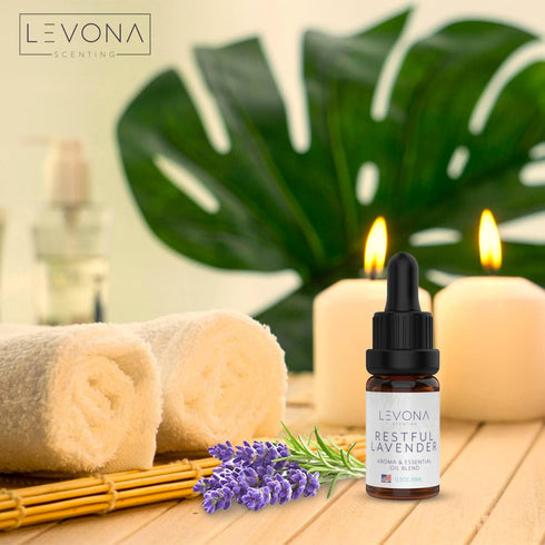 Levona Scents Pure Essential Oils for Diffusers, Restful Lavender Aroma Oil Blend for Home Luxury Scents
