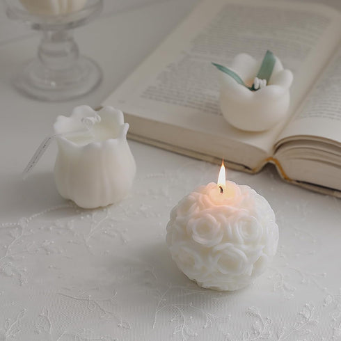 T-shin Candle,80G Lily of The Valley Shaped Scented Aesthetic Flower Shaped Soy Wax Aroma Decorative Candle for Table