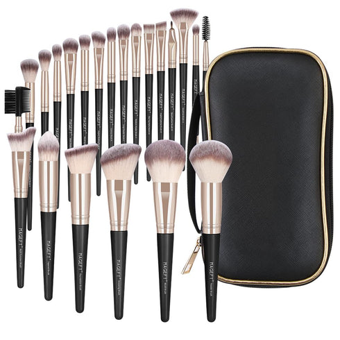 MAGEFY 22 Pcs Professional Premium Synthetic Makeup Brush Set with Case (Blackgold)