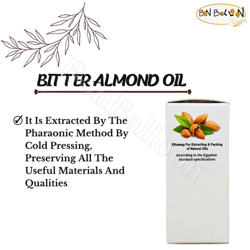 Pure Bitter Almond Oil Cold Pressed Natural Vegan for Face and Skin Care, 1.05 oz