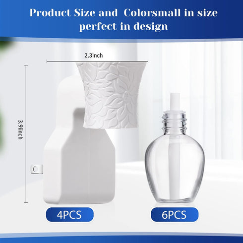 Sratte 4 Pieces Plug in Diffuser WallFlower Fragrance Oil Plug in Diffuser 6 Pieces Empty Bottles for Spreading Scent Essential Oils Home Bathroom Air Freshener without Diffuser