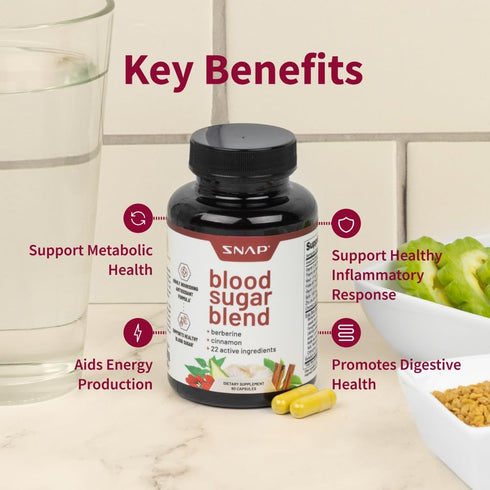 Snap Supplements Blood Sugar Blend, Support Healthy Blood Sugar, 60 Capsules (60 Count)