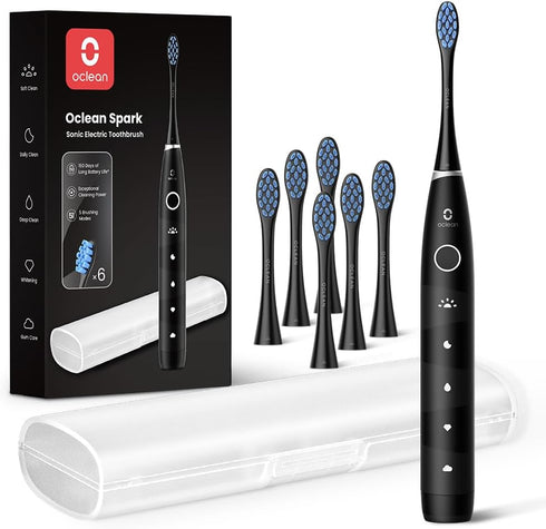 Oclean Electric Toothbrush for Adults, USB Rechargeable with 150 Days Battery Life, 6 Brush Heads & Travel Case, 5