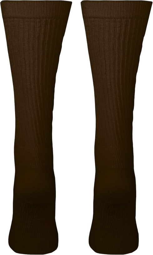 Truform Compression Socks, 15-20 mmHg, Men's Crew Length Mid-Calf Cushion Foot Socks, Brown, Large