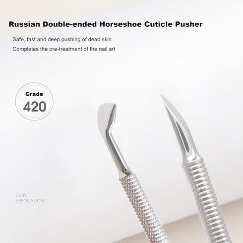 Pre-treatment Cuticle Pusher, Dual Ended Cuticle Remover with 100/180 Grit Sandpaper Sheets for Nail Care and Prep
