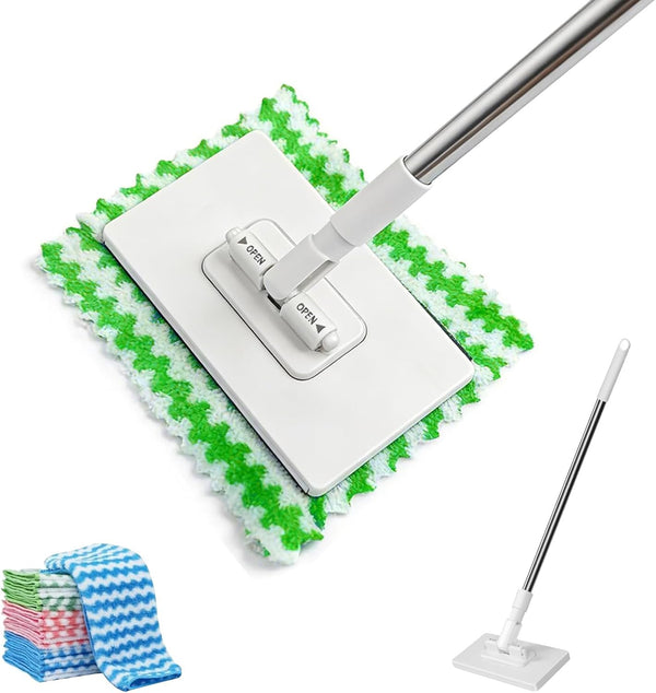 Mmxhn Mini Mop Snap Grip with 10 Reusable Pads, Quick Release Wet Dry
