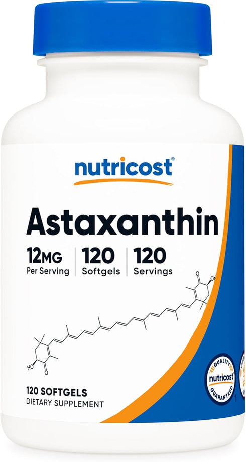 Nutricost 12mg Astaxanthin, Non-GMO, Gluten Free, 120 Softgels - 4 Month Supply