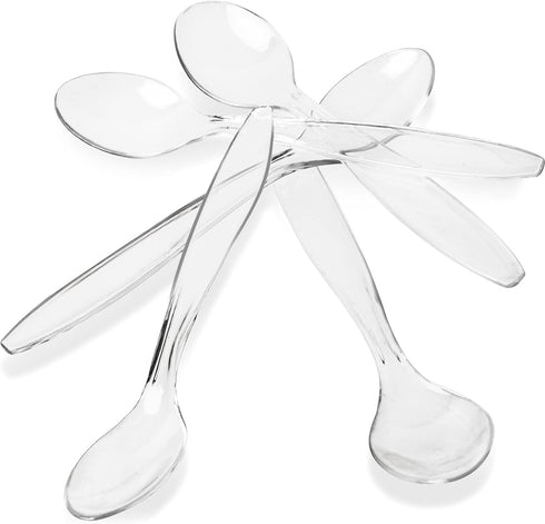 LSR LORESO Plastic Tasting Ice Cream Tea Spoons, Pack of 50 - Mini Spoon for Tea, Coffee, Dessert, Ice Cream, Appetizers - Reusable (Mini Spoons - 50CT)