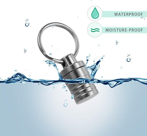 Micro Pill Holder with Keychain Necklace, Opret Titanium Waterproof Pill Container for Travel