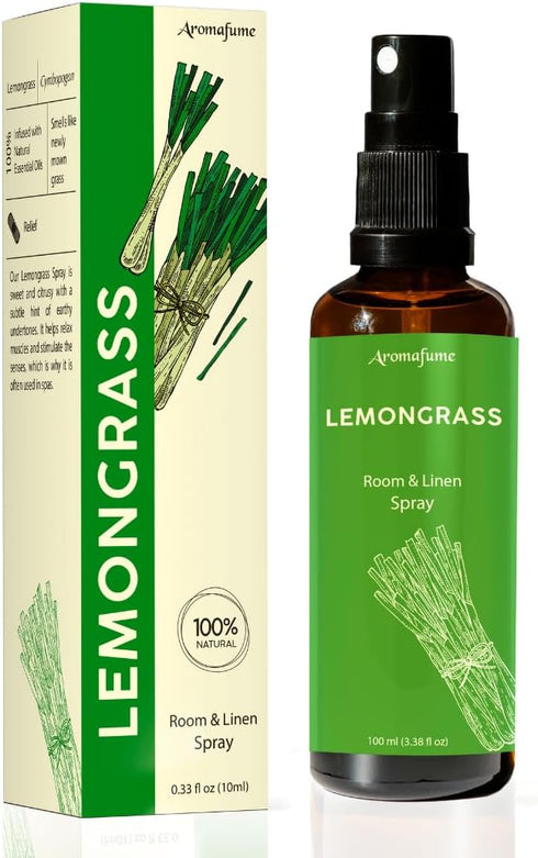 Lemongrass Room Linen & Pillow Spray by Aromafume, 100ml with Pure Lemongrass Essential Oil for Relaxation