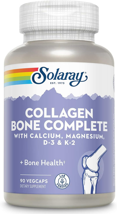 SOLARAY Collagen Bone Complete, Advanced Bone Matrix Formula with Plant Calcium & Magnesium (30 Servings, 90 VegCaps)