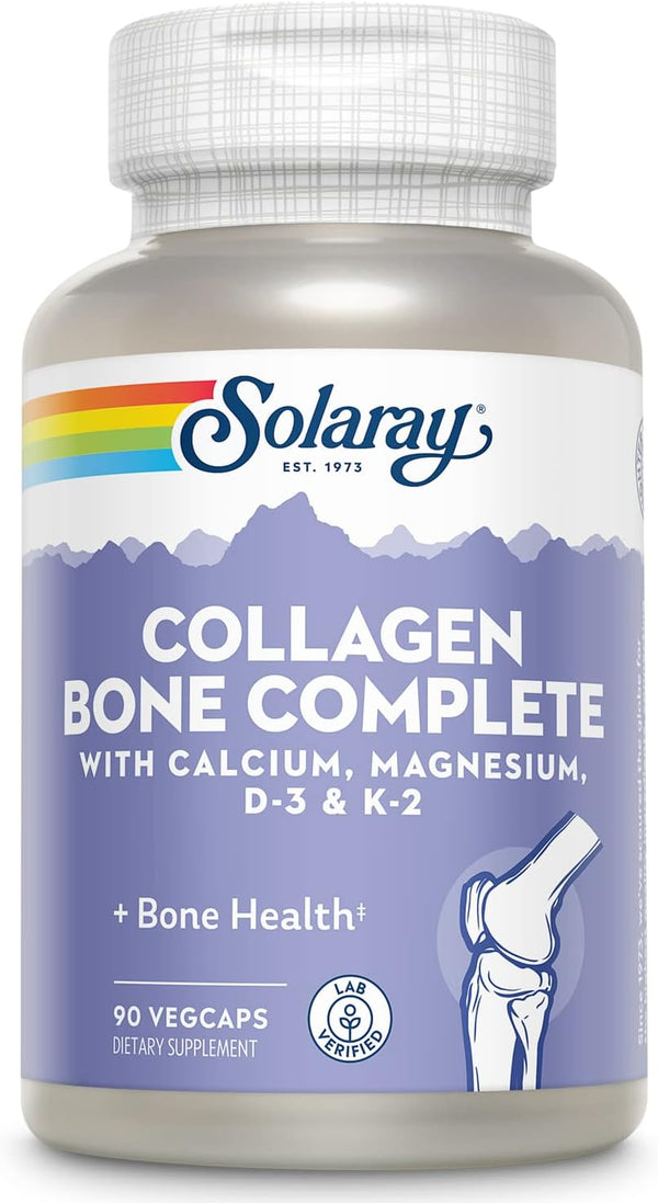 SOLARAY Collagen Bone Complete, Advanced Bone Matrix Formula with Plant Calcium & Magnesium (30 Servings, 90 VegCaps)
