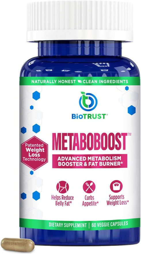 BioTrust MetaboBoost Weight Loss Supplement, Appetite Suppressant, Calorie Fat Burner, 60 Capsules