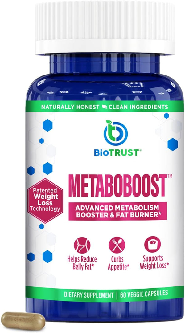 BioTrust MetaboBoost Weight Loss Supplement, Appetite Suppressant, Calorie Fat Burner, 60 Capsules