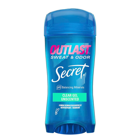 Secret Outlast Antiperspirant Deodorant for Women, 72hr Sweat & Odor Protection, Clear Gel, Unscented, 2.6 oz