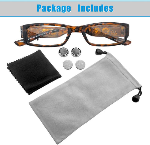 Led Readers Magnifying Glasses with Light for Men and Women, Compact Full Frame Eyewear, Nighttime Reader, +1.0