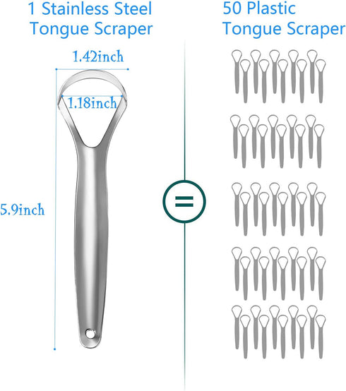 2 Pack Tongue Scraper Cleaner for Adults & Kids, Medical Grade Metal Scrapers with Travel Case