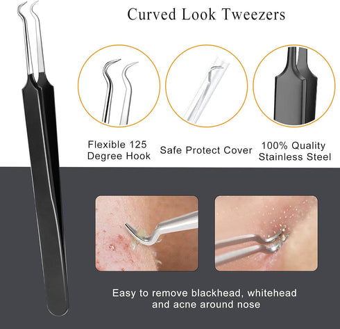 Pimple Popper Tool Kit - 6 Pcs Blackhead Remover Comedone Extractor Tool Kit with Metal Case for Quick Removal of