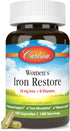Carlson Women's Iron Restore, 28 mg Iron + B Vitamins, 180 Capsules for Menstrual Support & Women's Health