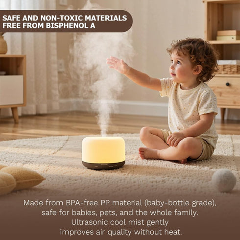 Harindiver 500ml 4-in-1 Humidifier,7 Essential Oil Diffuser,Quiet Ultrasonic Aromatherapy Color LED Lights,Timer