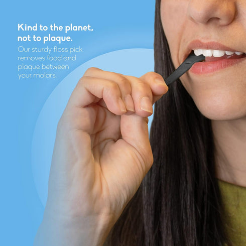 The Humble Co. Charcoal Floss Picks (200 Count) – Plant Based Dental Floss Picks with Grip Handle for Oral Care