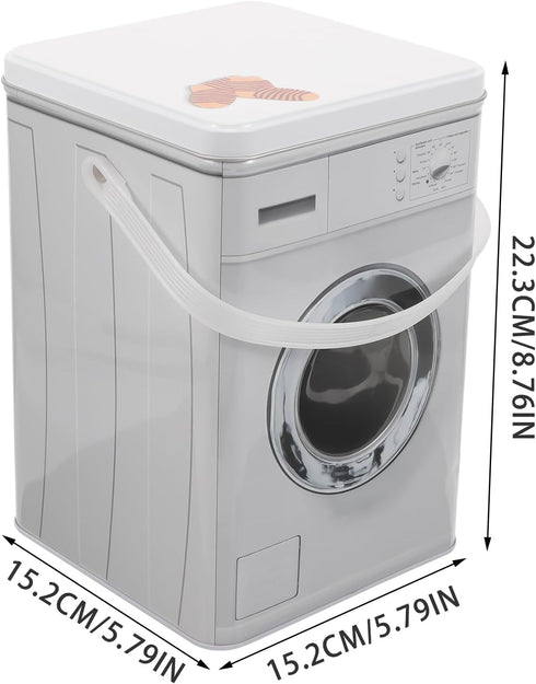 VILLCASE Laundry Powder Box, Washing Machine Shaped Laundry Container Large Capacity Metal Box Laundry Tin For Case With Handle Washing Box